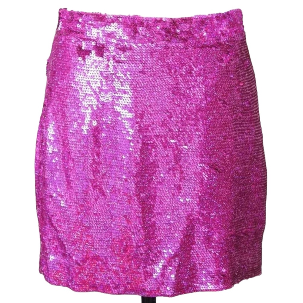 ASHISH Fuchsia Pink Sequin Skirt Above Knee Sz M